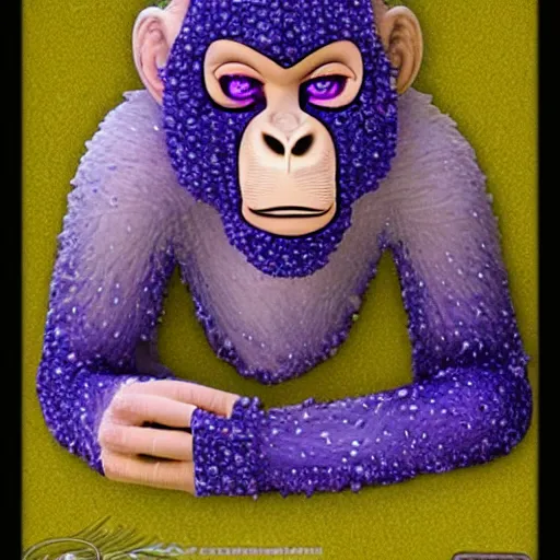 Image similar to bored ape nft with crystals