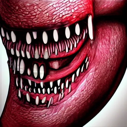 Image similar to human mouth on an elbow, digital art, hyper detailed