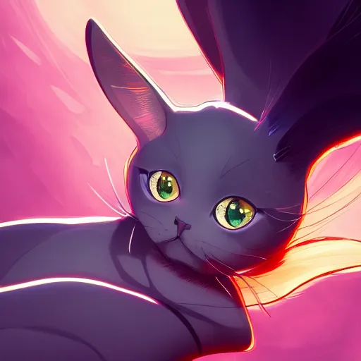 Image similar to metallic cat, 4k, HQ, official media, anime key visual, makoto shinkai, ilya kuvshinov, lois van baarle, rossdraws, detailed, trending on artstation