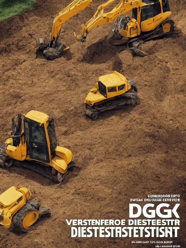 Image similar to poster for the diggerfest festival, in the uk, summer, diggers, teen vogue, 8 k, high detail, center of focus, rule of thirds, composition, y 2 k aesthetic