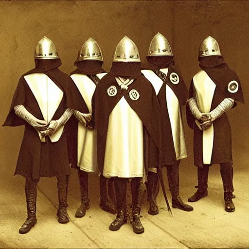 Prompt: award winning portrait photo of knights templar having a party, photorealistic