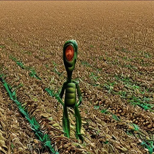 Image similar to alien hiding in a corn field