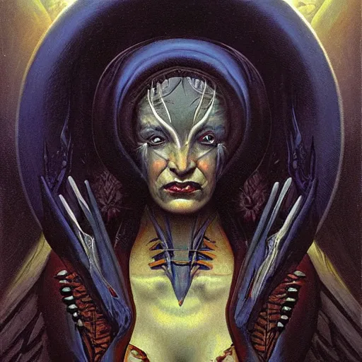 Image similar to portrait of a mutant priestess, by gerald brom