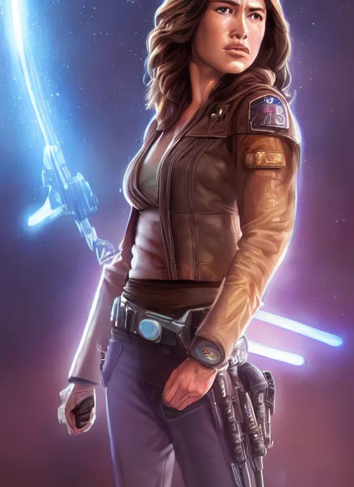 Prompt: face of jaina solo, jedi from star wars legends books, science fiction star wars space opera, insanely realistic and highly detailed portrait by tsuyoshi nagano, trending on artstation, great lighting