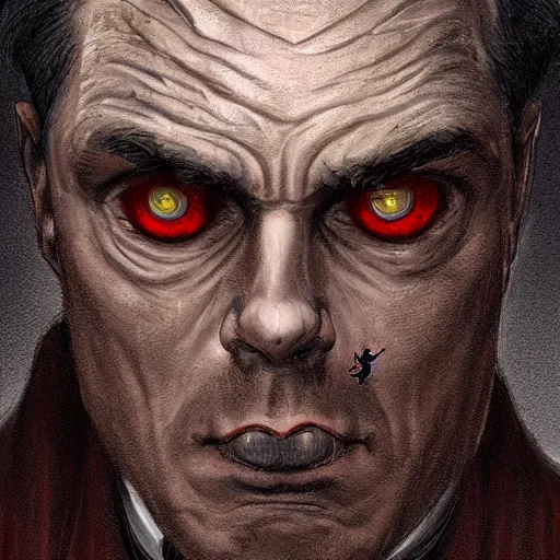 Prompt: portrait of a handsome Catholic priest with red eyes, dark, intricate details, highly detailed, concept art, digital painting, trending on artstation, award-winning. Art by Josh Timbrook and Tim Bradstreet