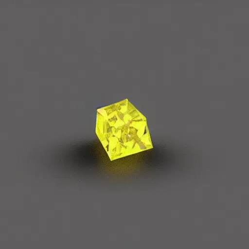 Prompt: yellow crystal gem, cubic, cave crystals, neutral background, video game