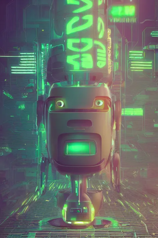 Image similar to a robot with chives on his head, cyberpunk art by Mike Winkelmann and beeple, by Filip Honda, trending on cgsociety, panfuturism, made of chives, glitch art, rendered in cinema4d,