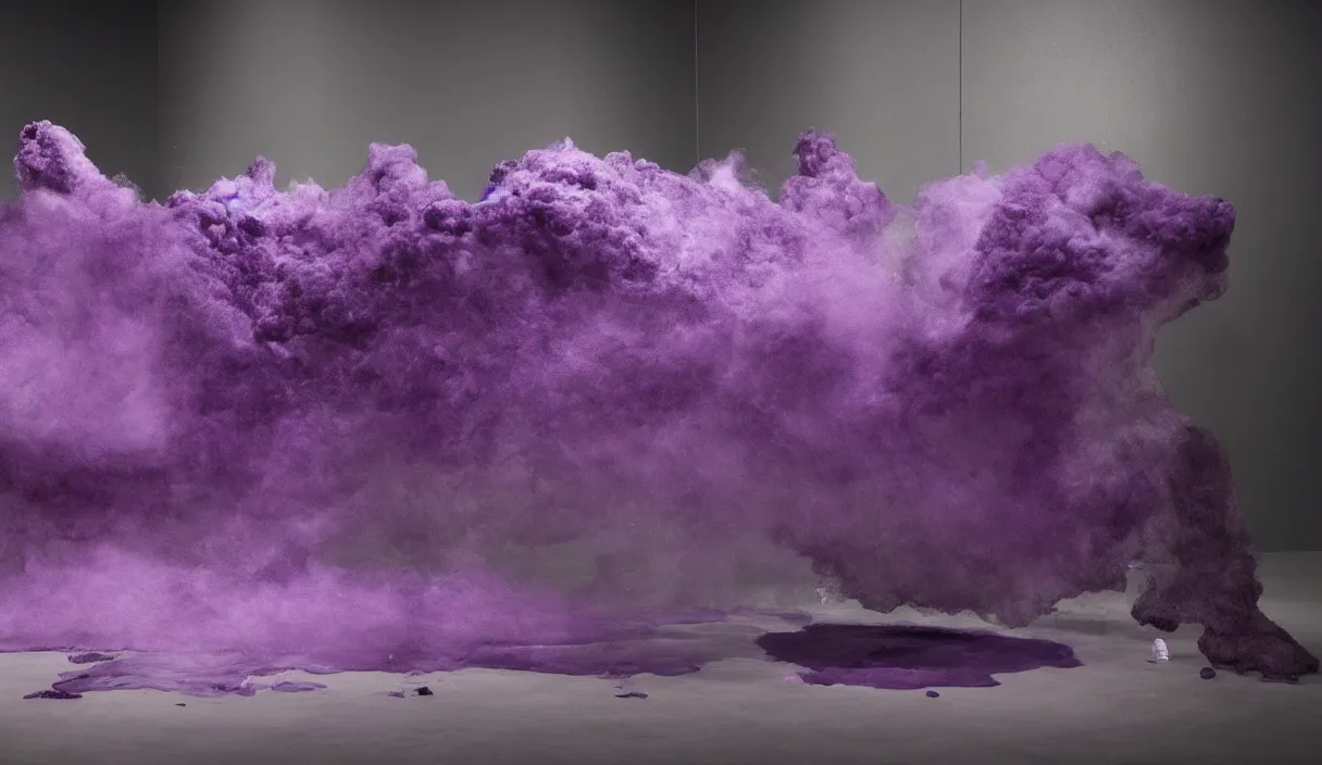 Image similar to artwork by pierre huyghe and paul thek with wax melting, purple smoke, sigma, 8 k, 3 5 mm, f / 3 2