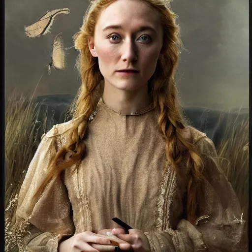 Prompt: Saoirse Ronan painted by James C. Christensen