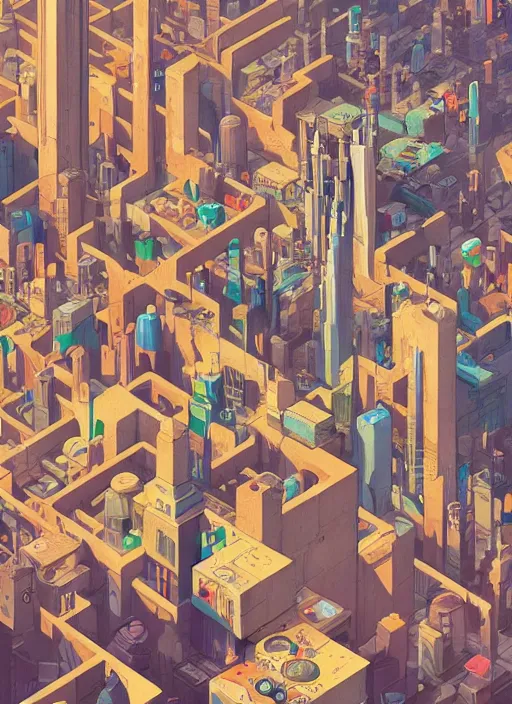 Image similar to a graphic layout design poster of a cyberpunk city in maze, chris ware, peter mohrbacher, jane newland, peter gric, chris ware, aaron horkey, illustration, artstation