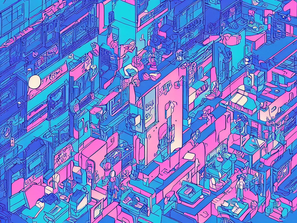 Image similar to beautiful drawing style vaporware cartoon japan, anime manga style, illustration, aesthetic, minimalistic!! simple, neon pastel, in the style of bryce kho