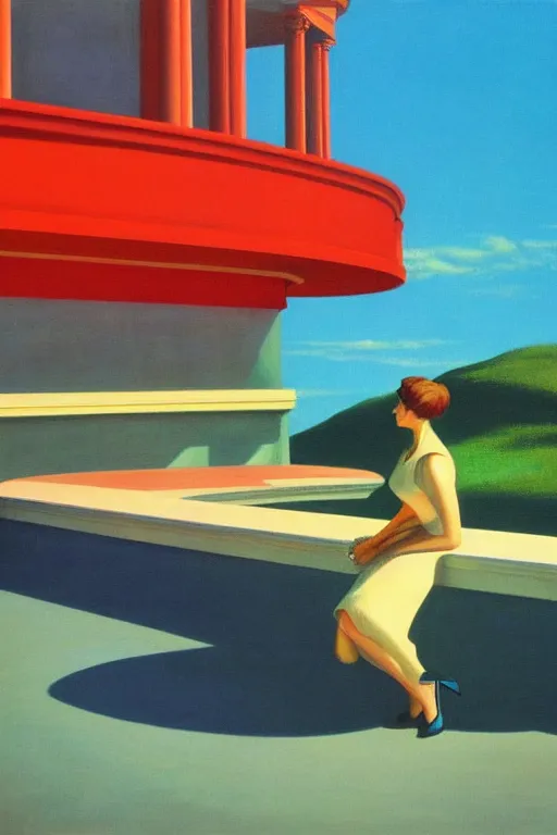 Prompt: liminal vaporwave surrealism, painted by Edward Hopper, airbrush