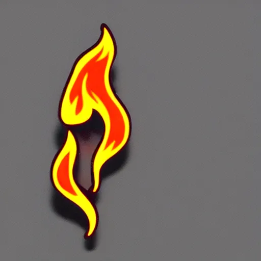 Prompt: a retro minimalistic fire flame warning label enamel pin, hd, concept art, artstation