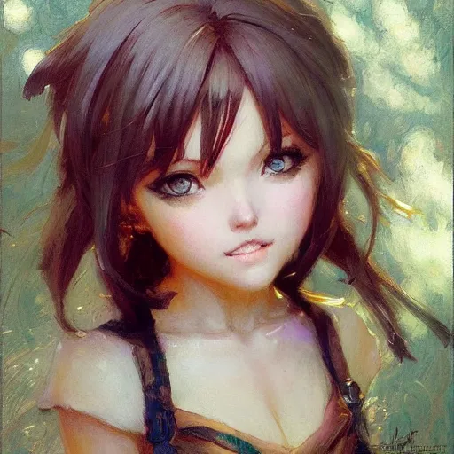 Prompt: cute anime girl faces, chibi art, painting gaston bussiere, craig mullins, j. c. leyendecker
