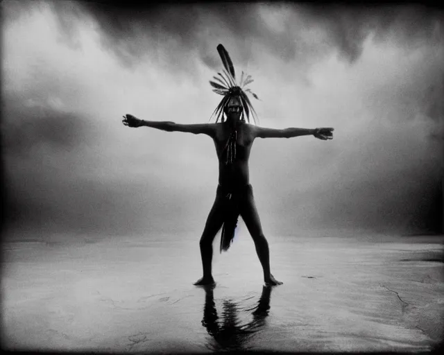 Image similar to a native indian rain dancing, black and white photograph, atmospheric, anatomy, highly detailed, smooth, sharp focus, by ron haviv and vivia maier