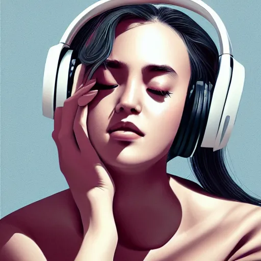 Image similar to an illustration of a beautiful woman listening to music by Dao Trong Le, highly detailed, digital art, trending on artstation