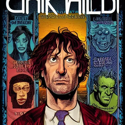 Prompt: neil gaiman an american gods mr wednesday comic book cover, marvel, dark art style