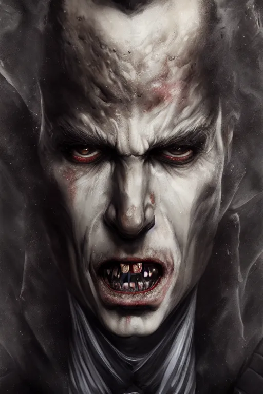 Image similar to Photorealistic Portrait of the Lord of Shadows, Dracula by Ayami Kojima and Ewelina Kowalczyk, Realism, CGI Render, Path Tracing, Subsurface Scattering, Global Illumination