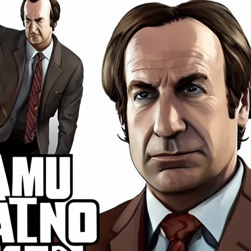 Image similar to saul goodman as a gta V loading screen character