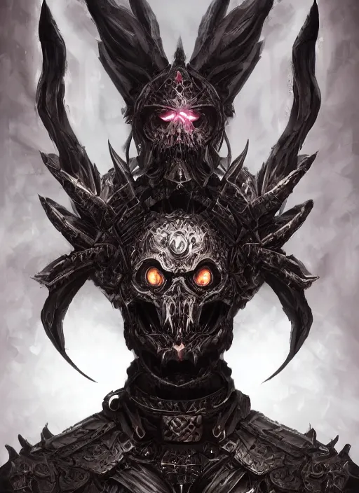 Prompt: a highly detailed character portrait of an archdemon radiating a dark unholy aura, ornate black gothic armor, intricate, digital painting, artstation, concept art, smooth, sharp focus, illustration, deep vibrant colors, hyperrealistic, photorealistic