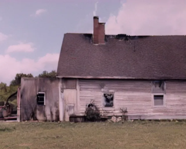 Prompt: a movie still from 'A Goose Set my House on Fire', 40mm tape, technicolour film, Goose,