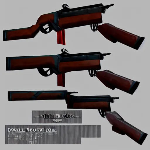 Image similar to double barrel shotgun, low poly artstation