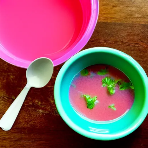 Image similar to a cyan and pink soup.