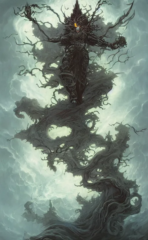 Prompt: storm ghost wizard, frazetta, mohrbacher