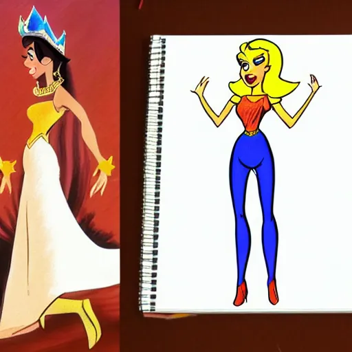 Image similar to milt kahl sketch of victoria justice with kim kardashian body as princess daisy from super mario bros