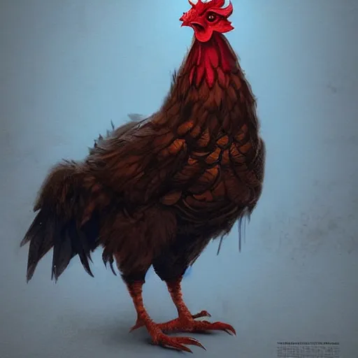 Prompt: the satanic chicken. cute. detailed digital art by greg rutkowski, thomas kinkade and keith parkinson, artstation, cgsociety, 8 k, hd