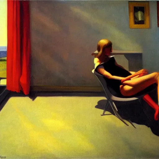 Prompt: future of the human race, by Edward Hopper and Ees Anderson, oil on Canvas