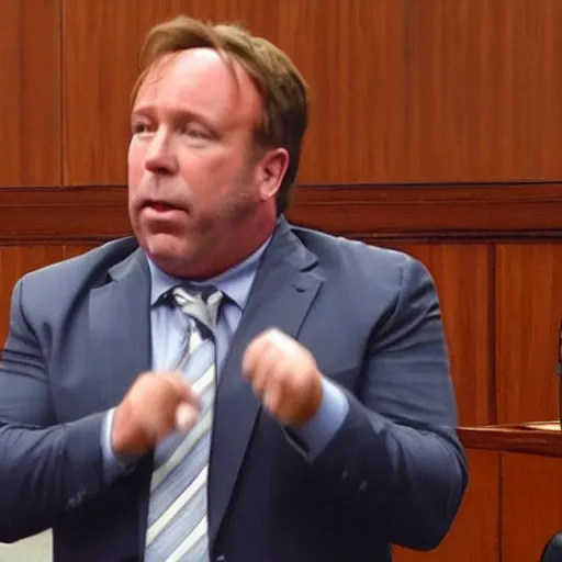 Image similar to alex jones courtroom sketch court trial dancing lobsters