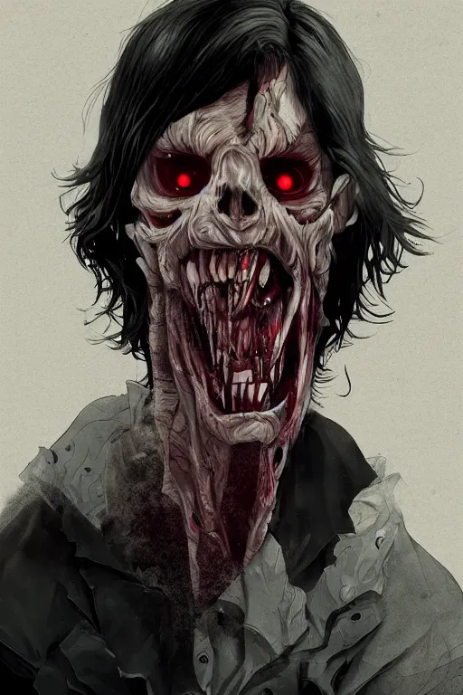 Prompt: rob zomnie in sleepy hollow, full body, big two toned eyes, teeth gritted, horror, intricate details, cinematic, epic, realistic, anatomy, tomer hanuka, uplight, artstation, photorealistic, scary