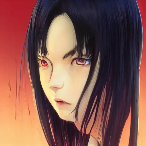 Image similar to A beautiful demon woman with big and cute eyes || VERY ANIME, fine-face, realistic shaded perfect face, fine details. Anime. realistic shaded lighting poster by Ilya Kuvshinov katsuhiro otomo ghost-in-the-shell, magali villeneuve, artgerm, Jeremy Lipkin and Michael Garmash, Rob Rey and Kentarõ Miura style, trending on art station