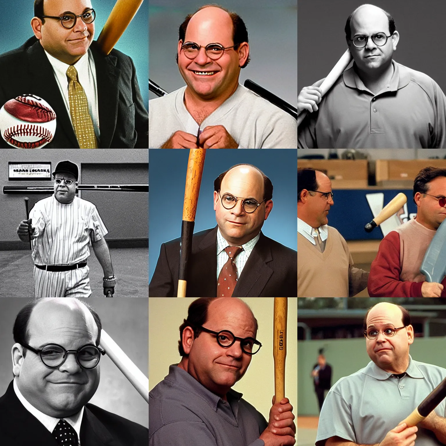 Prompt: george costanza with a smirk holding a baseball bat thinking I Seriously Hope You Guys Don’t Do This (ISHYGDDT) costanza.jpg