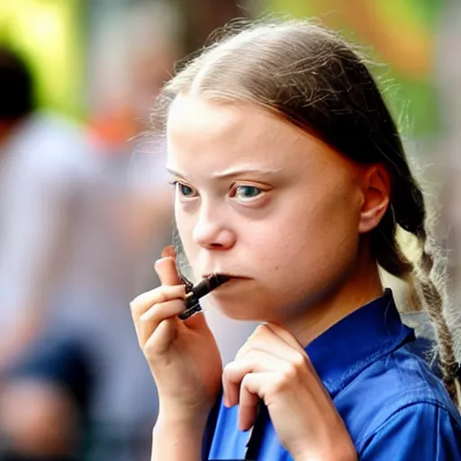 Image similar to greta thunberg smoking a cigarette