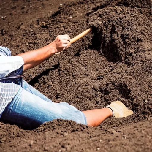 Image similar to a guy digging a hole and having a lot of fun