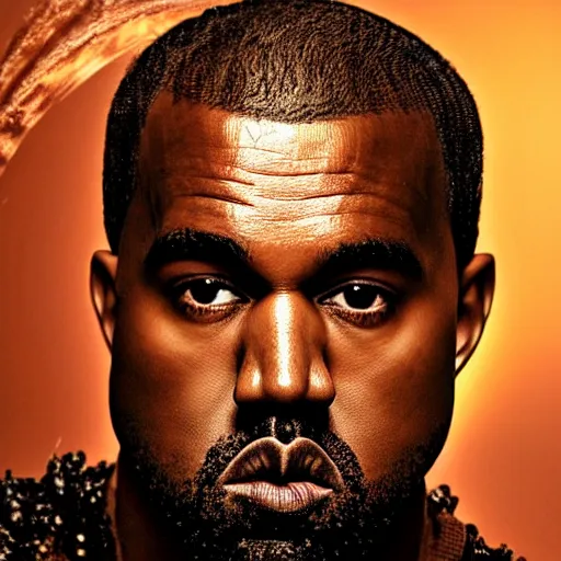 Image similar to Portrait of Kanye West as the god-emperor of mankind, amazing splashscreen artwork, splash art, head slightly tilted, natural light, elegant, intricate, fantasy, atmospheric lighting, cinematic, matte painting