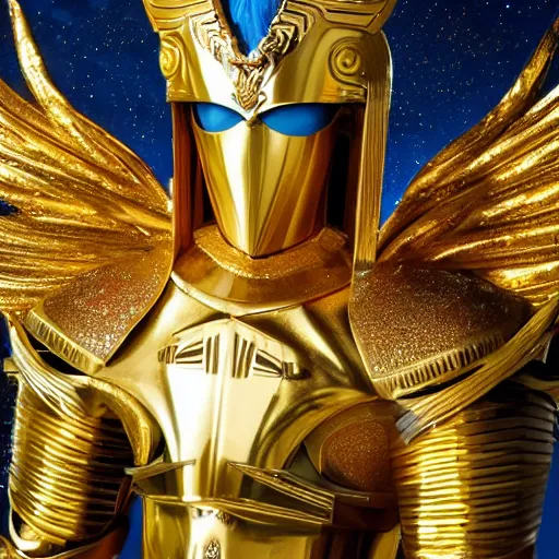 Prompt: A radiant, extreme long shot, photo of a 27-year-old Mexican male wearing the Scorpio Gold Armor, Beautiful gold Saint, Jaw-Dropping Beauty, gracious, aesthetically pleasing, dramatic eyes, intense stare, immense cosmic aura, from Knights of the Zodiac Saint Seiya, inside the Old Temple of Athena Greece,4k high resolution, Detailed photo, attention to detail, hyper detailed, ultra detailed, octane render, arnold render, Photoshopped, Award Winning Photo, groundbreaking, Deep depth of field, f/22, 35mm, make all elements sharp, at golden hour, Light Academia aesthetic, Socialist realism, by Annie Leibovitz