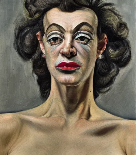 Image similar to a high quality, high detail, portrait of a drag queen by lucian freud