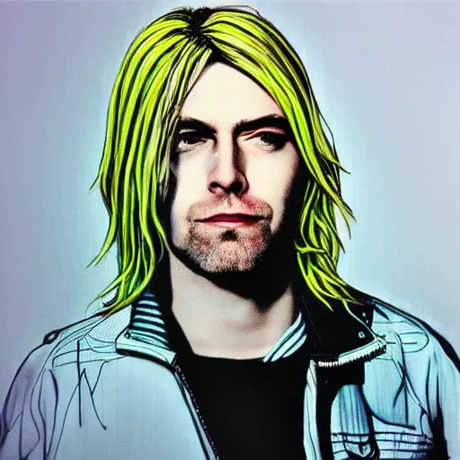 Prompt: futuristic kurt cobain, neon style