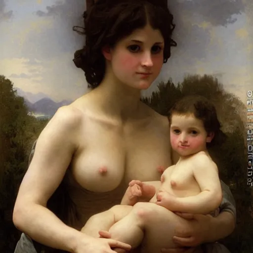 Prompt: portrait of a woman and her giant monster pet, by william - adolphe bouguereau