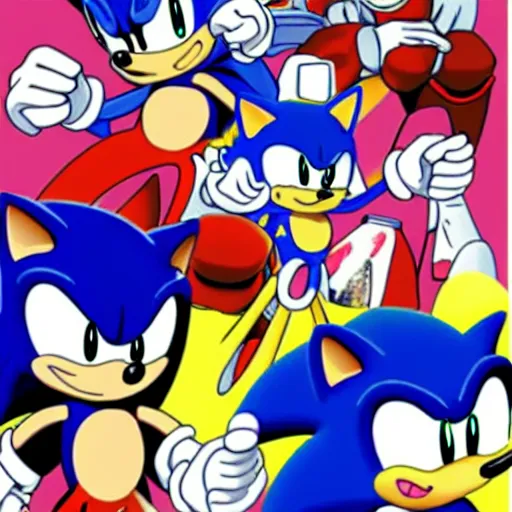 Prompt: sonic the hedgehog by tsukushi akihito and tsukushi akihito and tsukushi akihito and tsukushi akihito and tsukushi akihito