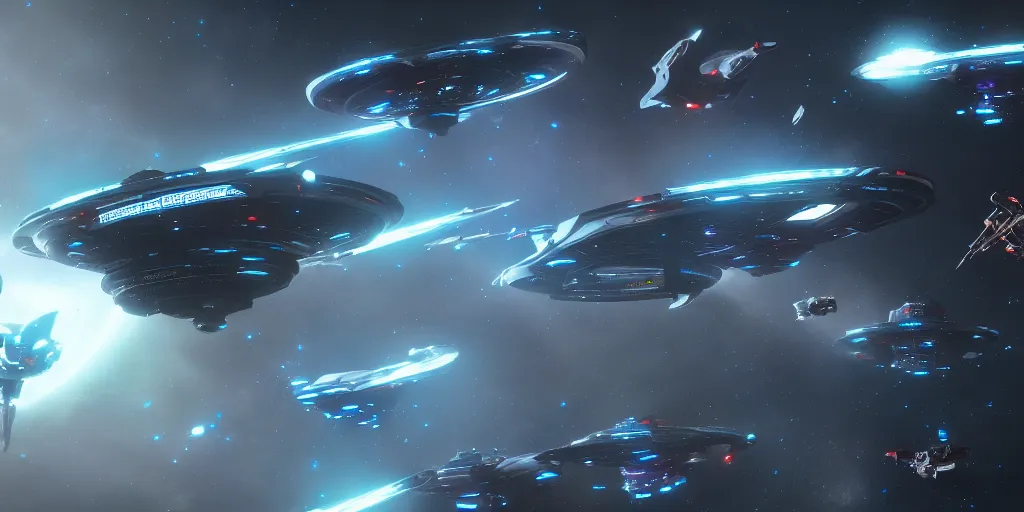 Image similar to futuristic space battle hyperdetailed, artstation, cgsociety, in the style star trek 8 k
