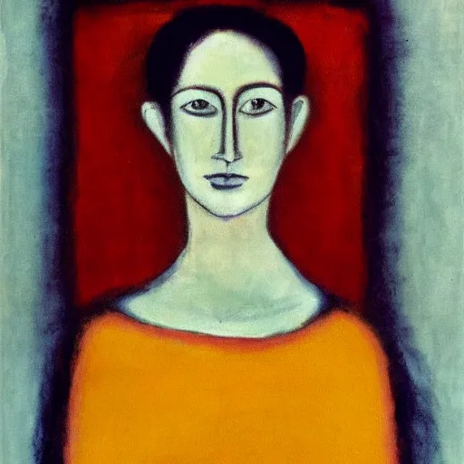 Prompt: portrait of a beautiful woman by rothko