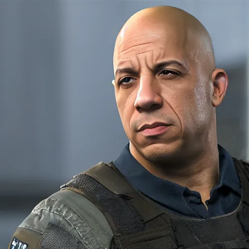 Image similar to vin diesel, in tarkov, screenshot