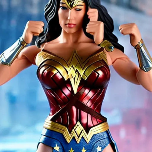 Image similar to wonder woman action figure, figurine, hot toys style, detailed product photo, anatomically correct