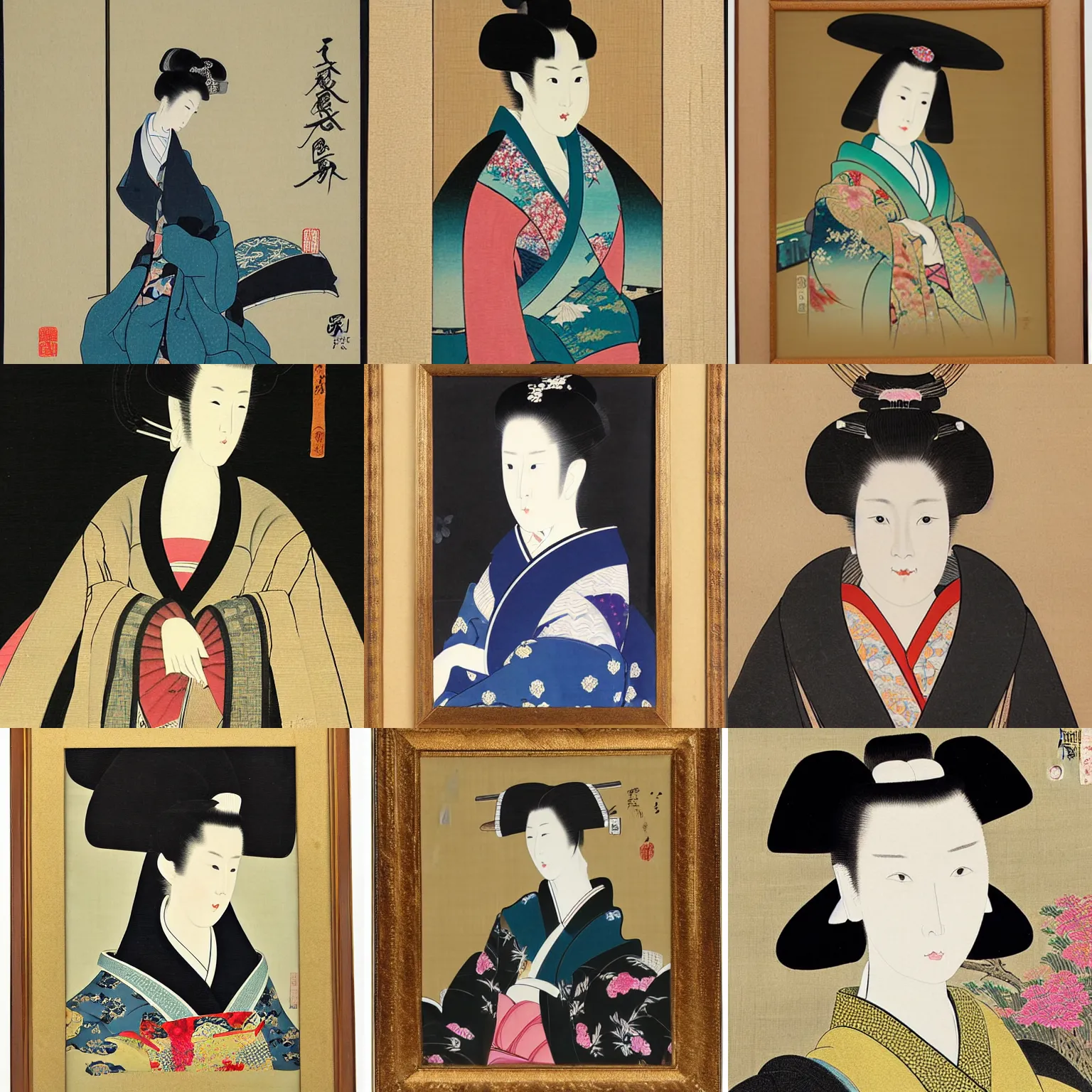 Prompt: a portrait of an elegant lady, japanese painting