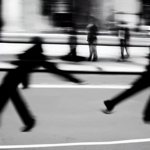 Image similar to an abstract photograph of two male shadowy figures, motion blur, 35 mm, black-and-white