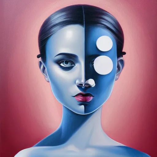 Image similar to a painting of a beautiful woman, an ultrafine detailed painting by rafal olbinski, behance contest winner, pop surrealism, detailed painting, very detailed, minimalist, airbrush art